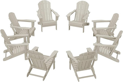 WestinTrends Malibu Malibu Outdoor Folding Poly Adirondack Chair (Set of 8), Sand