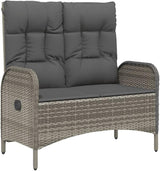 Garden Bench Deck Bench Reclining Patio Bench with Cushions 42.1" Poly Rattan Gray - Photo 3