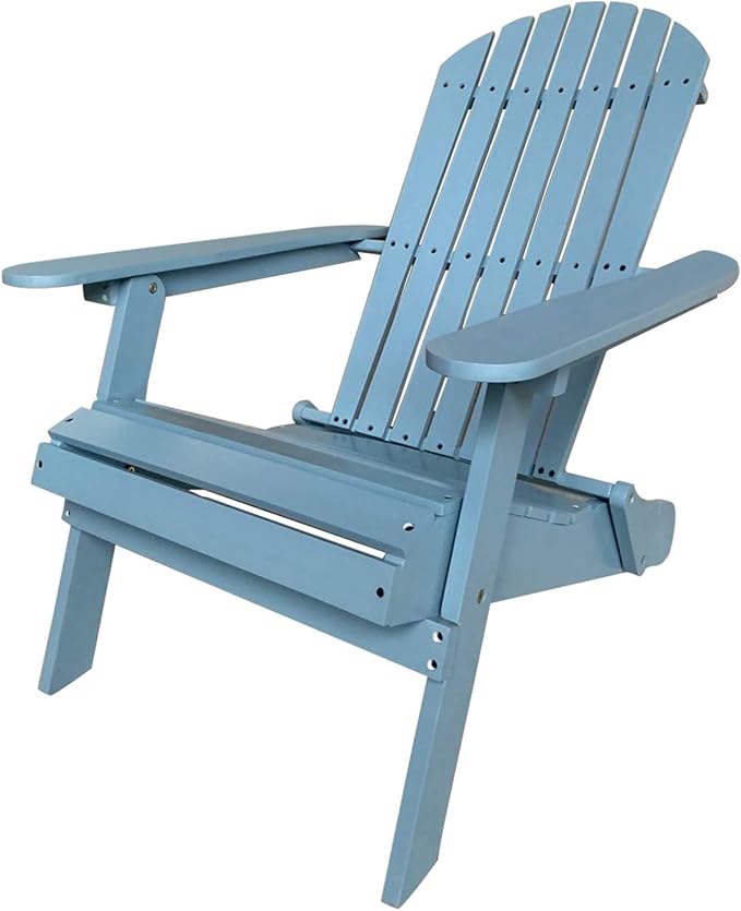 FDW Folding Adirondack Chair Patio Chairs Lawn Chair Outdoor Wood Chairs Save Space and Movable and Weather Resistant (1 Pieces 38" D x 27" W x 33" H, Turquoise)