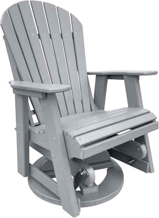 Phat Tommy Glider for Outside Patio - Outdoor Swivel Glider Chair - Poly Outdoor Furniture, Adirondack Porch Glider Chair, Grey
