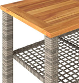 Grey PE Rattan Medium Durable Garden Table with Acacia Wood Top, 4-Person Seating - Photo 8