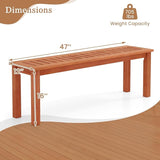 Giantex 47" Outdoor Bench with Slatted Seat, 705Lbs Capacity, Solid Wood Frame, Teak Oil Finish - Photo 3
