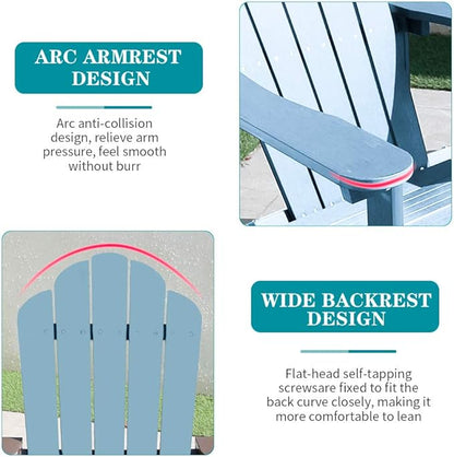 FDW Folding Adirondack Chair, All Weather Patio Chair Outdoor Fire Pit Chair for Patio Lawn Garden Backyard Deck Pool Beach