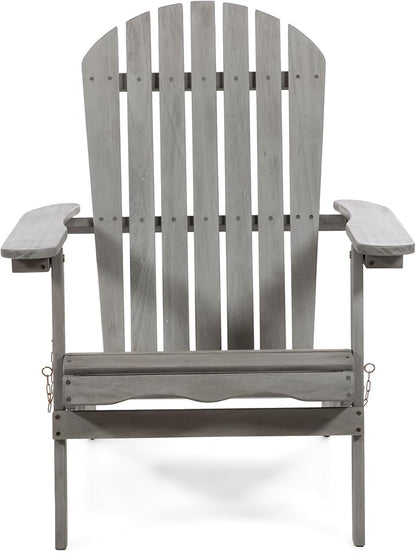 Greemotion Elk 34" W All Weather Outdoor Patio Eucalyptus Wood Adirondack Chair Solid Wood for Outdoor Fire Pit, Deck, Beach, Garden, Campfire Chairs, Weather Resistant Easy Installation, Gray
