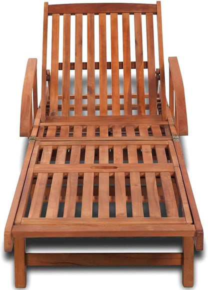 vidaXL Patio Lounge Chair, Outdoor Chaise Lounge Chair with Adjustable Backrest, Sunlounger, Sunbed for Backyard Poolside, Solid Acacia Wood