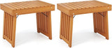 Tangkula Patio Foldable Side Table, Outdoor Folding Acacia Wood Coffee Table w/Slatted Tabletop - Photo 1
