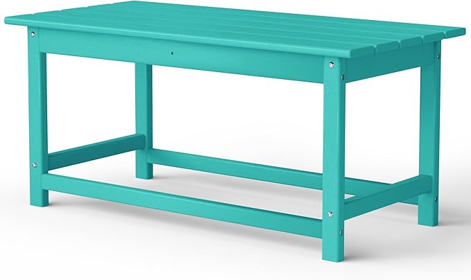 Costaelm Adirondack Conversation Table, HDPE Outdoor Drink Weather Resistant, Outdoor Patio Porch Accent Balcony Table for Pool, Seaside, Backyard, Turquoise