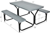 Giantex Picnic Table Bench Set Outdoor Camping All Weather Metal Base Wood-Like Texture Backyard Poolside Dining Party - Photo 8