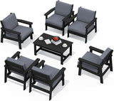 SERWALL HDPE Outdoor Furniture Set, 7 Piece All Weather Wood-Like Outdoor Sofa Sectional Couch - Photo 1