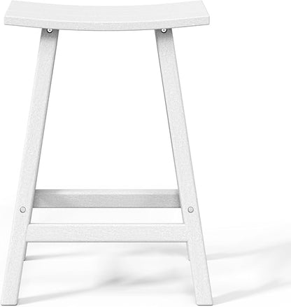 WestinTrends Malibu 24 Inch Outdoor White Bar Stools, All Weather Resistant Poly Lumber Adirondack Counter Height Stools, White