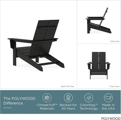 POLYWOOD Contemporary Modern Oversized Adirondack Chair in Black