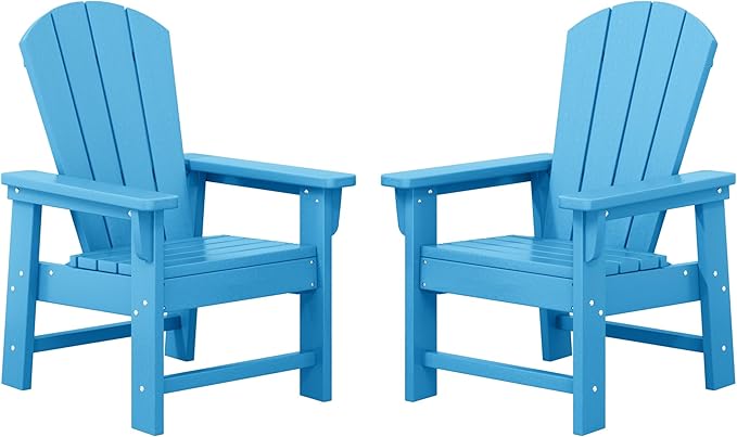 WestinTrends Malibu Kids Outdoor Adirondack Plastic Patio Chair (Set of 2), Pacific Blue