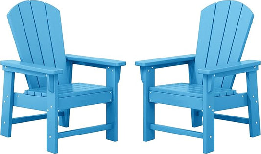 WestinTrends Malibu Kids Outdoor Adirondack Plastic Patio Chair (Set of 2), Pacific Blue