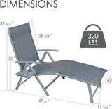 Kozyard Aluminum Outdoor Chaise Lounge Chair, Adjustable Reclining Patio Lounge with Drink Holder - Photo 2