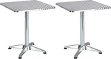 BTEXPERT Set of 2, Indoor Outdoor 23.75" Square Restaurant Table for Patio Stainless Steel Silver Aluminum Furniture - Photo 1