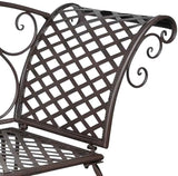 Antique Brown Steel Garden Chaise Lounge with Classic Scroll Patterns Ergonomic Design for Outdoor Relaxation - Photo 5