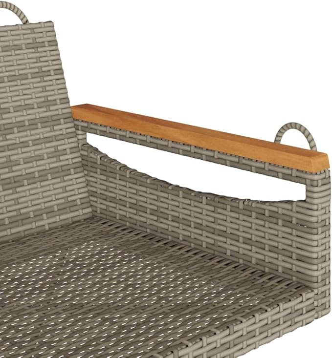 Gray Patio Swing Bench, 24.4"x24.8"x15.7" Modern Poly Rattan Garden Seat with Powder-Coated Steel Frame for Balcony, Front Porch, Lawn, Deck, Quiet Relax Corner