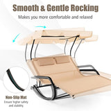 Tangkula 2 Person Lounge Chair with Adjustable Canopy, Outdoor Chaise Lounge with 2 Detachable Pillows and Wheels - Photo 5