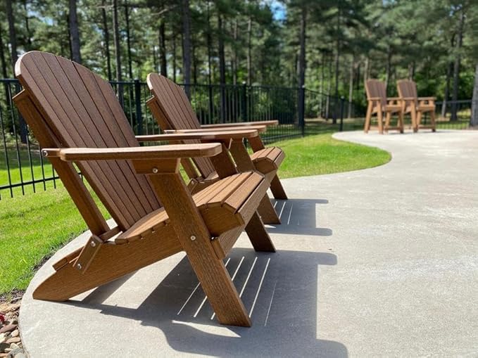 DuraWeather Poly® Classic King Size Folding Adirondack Chair (Antique Mahogany)
