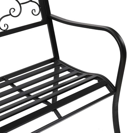 51-Inch Outdoor Garden Bench Classic Metal Patio Park Bench Elegant Porch Deck Loveseat with Cast Iron Frame (A-Type)