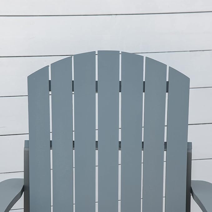 Folding Adirondack Chair, Outdoor Adirondack Chairs with Wood Texture, Acacia Wood Fire Pit Chairs, All Weather, for Deck Backyard Patio Outdoor Garden (Light Gray)