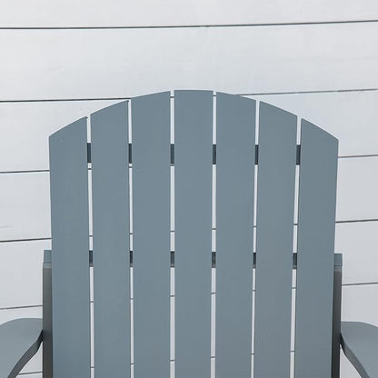 Folding Adirondack Chair, Outdoor Adirondack Chairs with Wood Texture, Acacia Wood Fire Pit Chairs, All Weather, for Deck Backyard Patio Outdoor Garden (Light Gray)