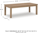 Signature Design by Ashley Hallow Creek Casual UV Resistant Resin Outdoor Coffee Table, Light Brown - Photo 3