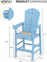 VINGLI Tall Adirondack Chairs Set of 2, All-Weather Plastic Adirondack Chair with Cup Holders - Photo 3
