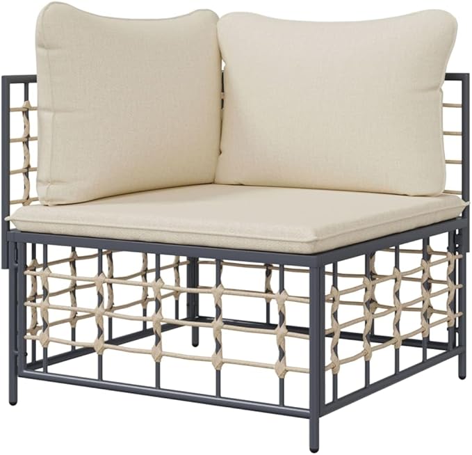 Modular Garden Corner Sofa, Outdoor Patio Wicker Seat with Padded Cushions, Anthracite Modular Furniture for Balcony - Photo 5