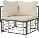 Modular Garden Corner Sofa, Outdoor Patio Wicker Seat with Padded Cushions, Anthracite Modular Furniture for Balcony - Photo 5