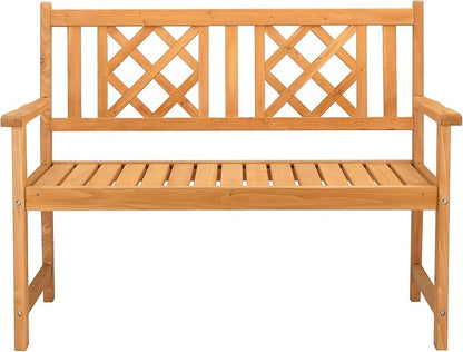 Outdoor Bench, Patio Wooden Bench, Wood Garden Bench, Outside Loveseat with Backrest and Armrest, Park Bench for Outdoors, Porch, Balcony,Patio Seating for 2-3 Person, Benches for Outside 118x53x90CM