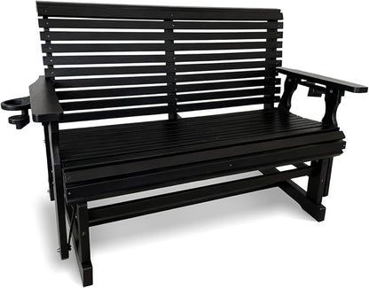 HDPE Patio Glider, Poly Lumber Weather-Resistant Outdoor Glider Bench, for Patio, Porch, Yard (Carbon Black, 2-Seater)
