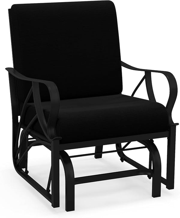 Giantex Outdoor Glider, Patio Rocking Chair with Thick Cushion, Sturdy Metal Frame, Curved Armrest, Ergonomic Design - Photo 1
