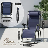 2-Pack Adjustable Zero Gravity Lounge Chair with Steel Mesh Fabric: Reclining Lawn Chair Featuring Comfort Pillow - Photo 2