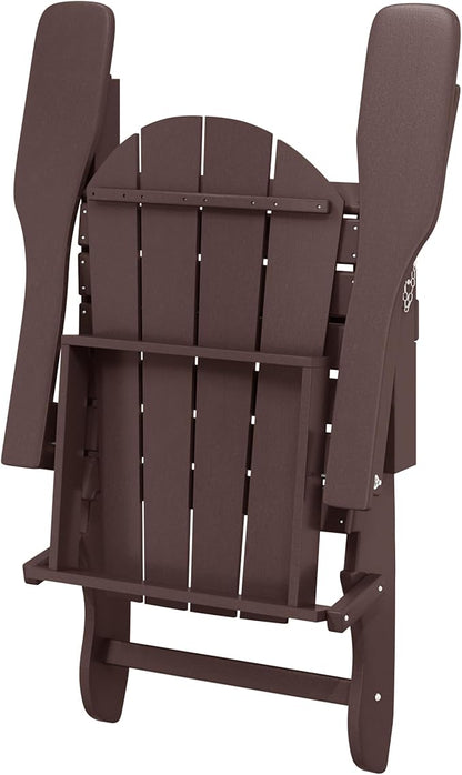 WO WESTIN OUTDOOR HDPE Laguna Outdoor Folding Poly Adirondack Chair (Set of 2), Dark Brown