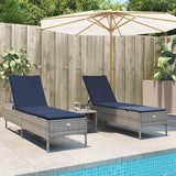 Adjustable Outdoor Lounge Chairs Set of 2 Gray PE Rattan Patio Chaise Lounger with 5-Position Backrest Weather-Safe - Photo 2