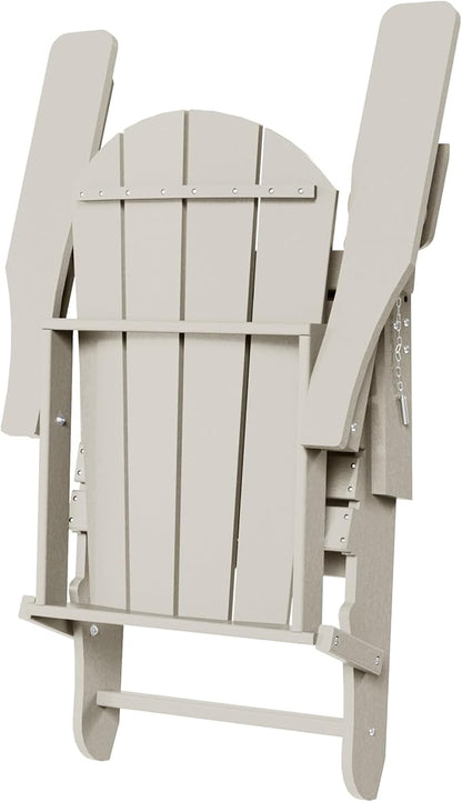 WestinTrends Malibu Folding Adjustable Adirondack Chair with Retractable Ottoman and Cup Holder (Set of 2), Sand