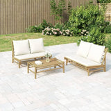 vidaXL - Set of 2 Durable Bamboo Patio Chairs with Cream White Cushions, Comfortable Outdoor Furniture, Natural Finish - Photo 2