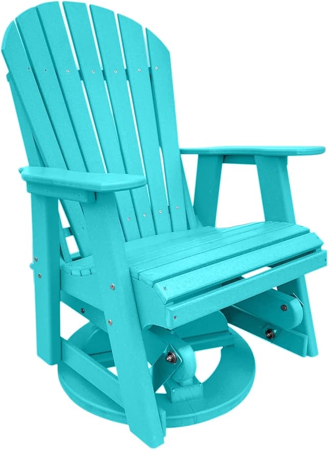 Phat Tommy Glider for Outside Patio - Outdoor Swivel Glider Chair - Poly Outdoor Furniture, Adirondack Porch Glider Chair, Teal