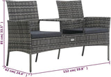 2-Seater Patio Sofa with Tea Table, Garden Bench, Removable Seat Cushion, Outdoor Garden Bench, Easy to Clean for Patio - Photo 3