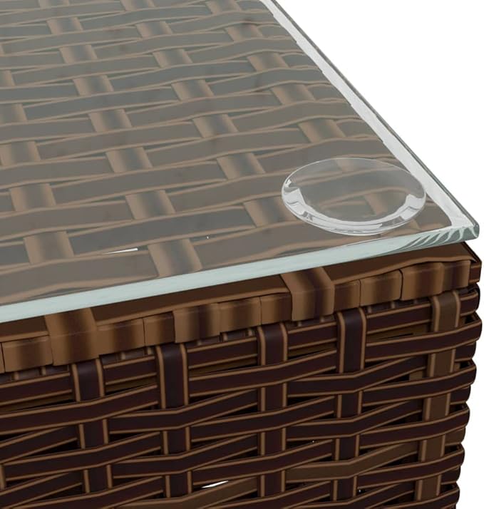 Garden Coffee Table Brown PE Rattan Outdoor Sofa - Photo 4