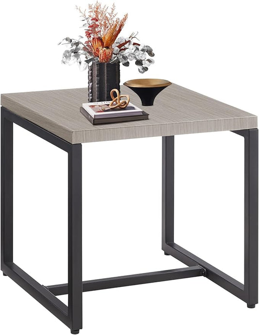 Belord Small Outdoor Side Table: 50 Lbs Weight Capacity Square Metal Patio Side Table with Anti-Rust Frame, Modern Outdoor End Table Furniture - Grey