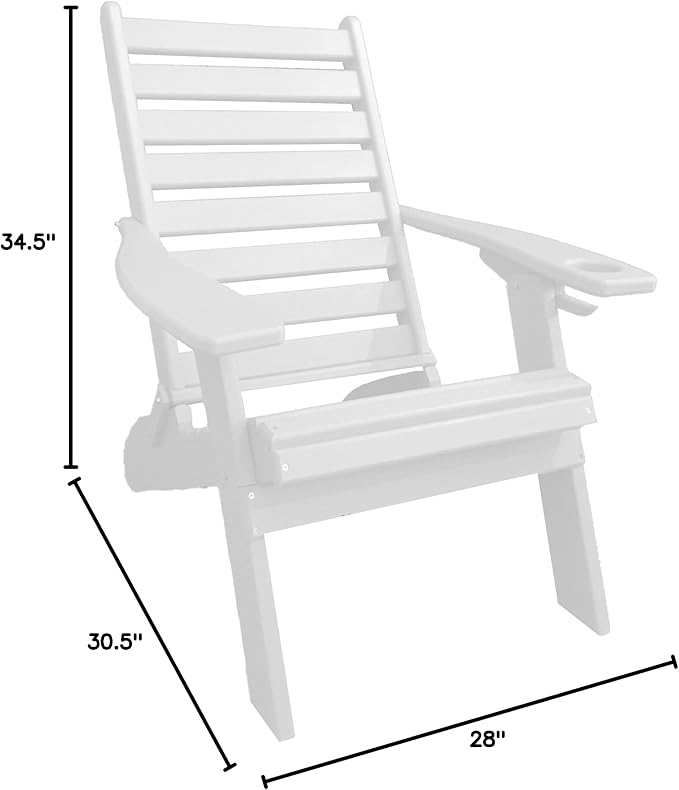 Furniture Barn USA Farmhouse Collection Poly Ladderback Folding Adirondack Chair with Smart Phone Holder, Bright White