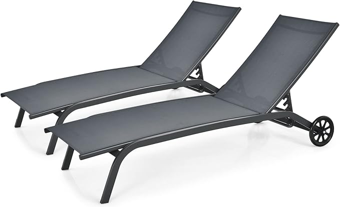 Tangkula Outdoor Chaise Lounge Chair, Patio Lounge Recliner with 6-Position Adjustable Backrest - Photo 1