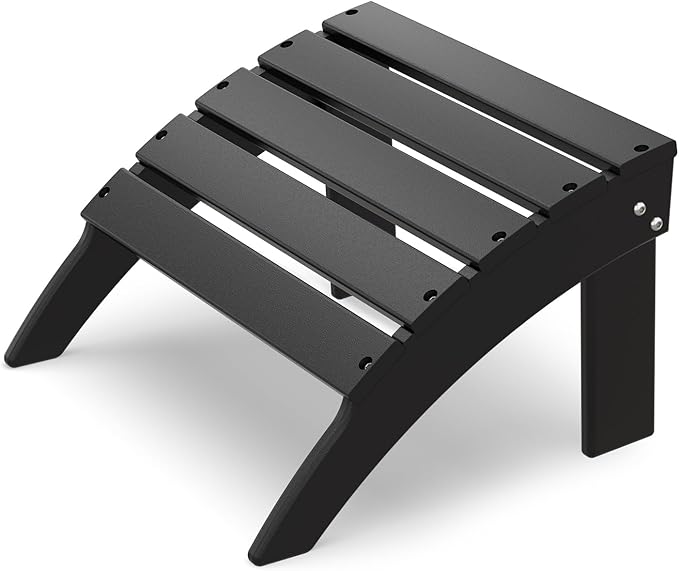 IVY&LANE Outdoor Adirondack Ottoman | Folding | HDPE | Black | All Weather - Photo 1