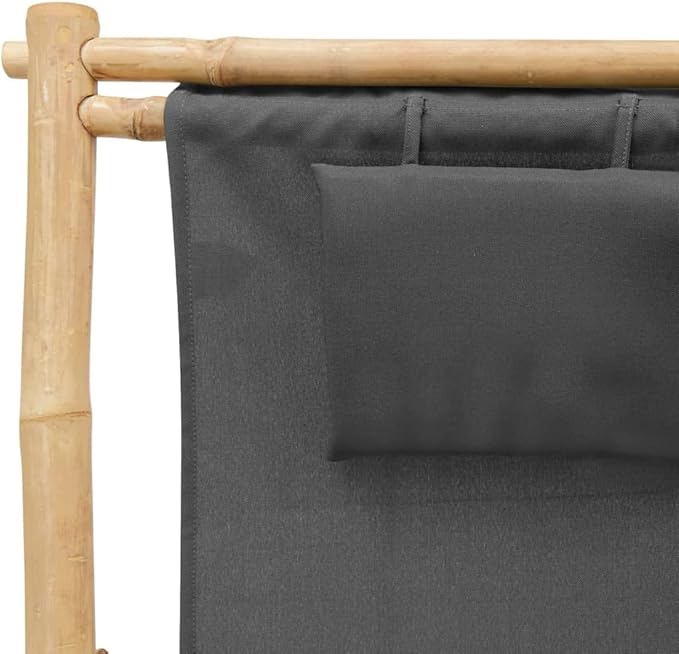 Deck Chair Bamboo and Canvas, Outdoor Patio Furniture, Balcony Chairs, Lounge Chairs, Beach Lounge Chair Outdoor - Photo 8