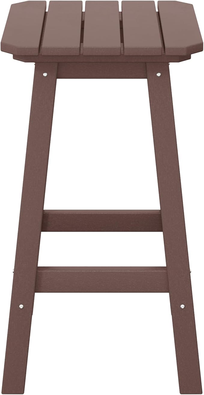 Costaelm 24" Height Outdoor Bar Stools, All-Weather Bar Stools, Adirondack Poly Patio Square Bar Stool for Patio, Deck, Kitchen Counter and Garden, Dark Brown