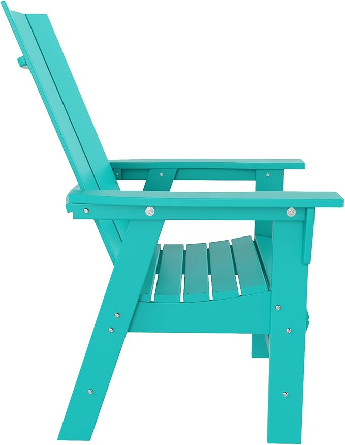 WestinTrends Ashore Outdoor Patio HDPE Plastic Modern Adirondack Dining Chair Turquoise