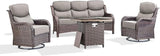 Luxury Patio Furniture Set with 6-inch Thick Cushion, Outdoor Furniture with Fire Pit Table, Swivel Chairs, Sofa - Photo 7