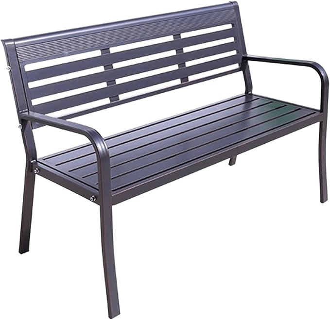 Garden Benches for Outdoors Rust Proof with Rounded Armrests Aluminum Alloy Outside Bench with 105° Wide Backrest Strong Load-Bearing Capacity for Porch, Deck, Park, Yard(Gray)